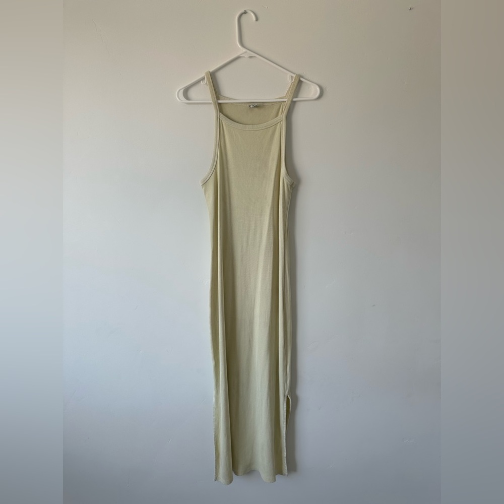 Old Navy Yellow Ribbed Midi Dress